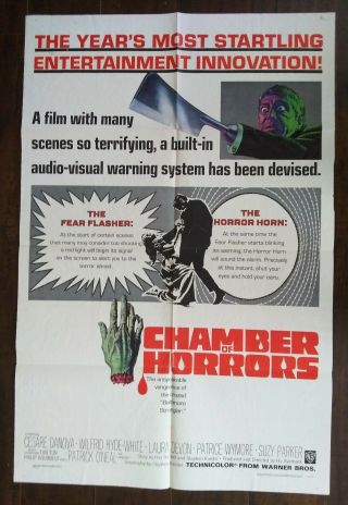 Chamber Of Horrors Vintage 1 Sheet Poster 1966 27x41 Folded