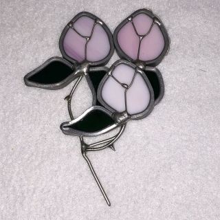 Vintage Tiffany Stained Glass Rose Suncatcher Hand Crafted Connecticut Usa