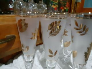Libbey Gold Leaf Frosted Glasses Vintage Glass Set Of 6 Golden Foliage 22k Gold