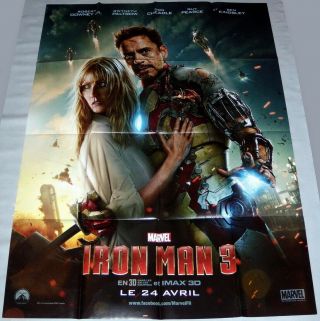 Iron Man 3 Robert Downey Jr.  Marvel Gwyneth Paltrow Large French Poster