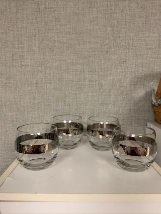 4 Rare Mcm Roly Poly Zodiac Dorothy Thorpe Style Silver Band Cocktail Glasses