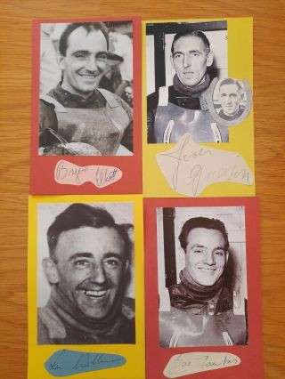4 Leicester Hunters Speedway Riders Vintage Autographs Len Williams Etc