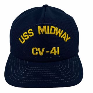 Vintage Uss Midway Cv - 41 Us Navy Military Veteran Era Usa Made Snapback Hat