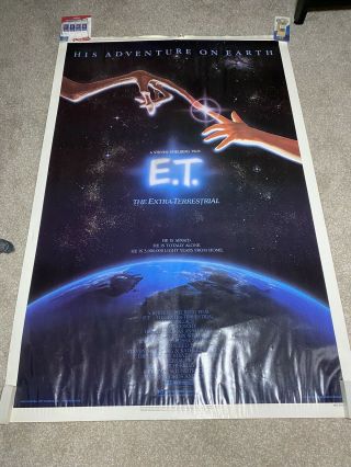 1982 E.  T.  The Extra - Terrestrial Movie Poster 27x41 One Sheet Et