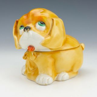 Vintage German Porcelain - Dinky Dog Formed Powder Bowl - Art Deco