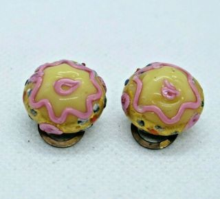 Vintage Signed Made In Italy Murano Glass Clip On Earrings