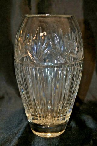 Waterford Crystal 9 " Flower Vase Fans & Wedges Ec Heavy