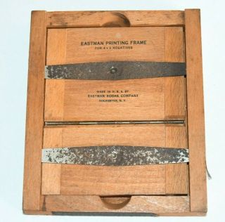 Vintage Eastman Kodak Wood Printing Frame For 4 " X 5 " Negatives Chipped Glass