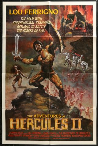 Lou Ferrigno The Adventures Of Hercules 2 1985 1 Sheet Movie Poster 27 X 41 1