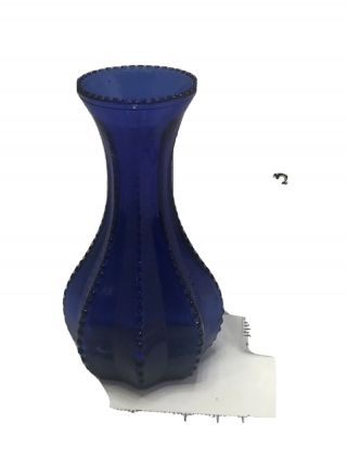 Vintage Cobalt Blue Zipper Edged Bud Vase Set Of Two Matching Small Chip On One