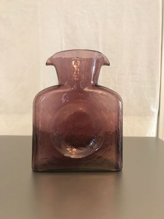 Vintage Blenko Glass Double Spout Amethyst Purple Water Pitcher Bottle Vase