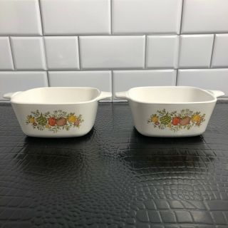 Corning Ware Vintage Spice Of Life P43b 2 3/4 Cup Casserole Dish Usa Made Set 2