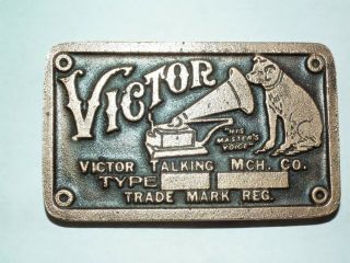 Rare Vintage Victor Phonograph Gramophone Victrola Nipper 78 Rpm Belt Buckle