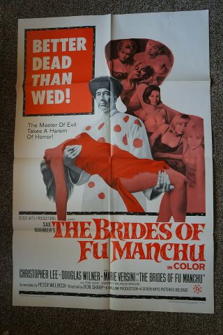 Brides Of Fu Manchu Christopher Lee Horror One Sheet 1966