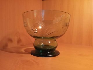 Jl Karhula Green Glass Bowl (signed)