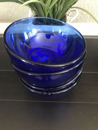 Set Of Four 6 " Wide Cobalt Blue Bowls,  Made In Mexico