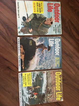 3 Vintage Outdoor Life Magazines April 1957,  August 1957,  August 1959