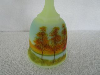 Fenton Glass Bell Hand Painted,  Signed,  Limited Edition [ COVERED BRIDGE ] 3