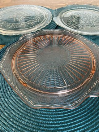 3 Vintage Depression Glass Cake Plates
