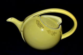 Vintage Hall Airflow Yellow & Gold Trim 6 Cup Tea Pot 0459 - Made In Usa