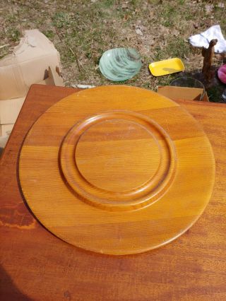 Vintage Round Wooden Lazy Susan Serving Tray Wood Cheese Tray Large Signed