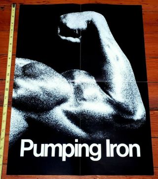 Official Vintage 1977 Pumping Iron Movie Promo Poster 22 X 17 Arnold Bicep Film