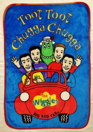 Vintage The Wiggles Blanket Plush Fleece Throw Big Red Car Toot Chugga 31 " ×44 "