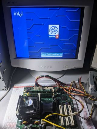 Vintage Pentium 4 Cpu 2.  8ghz,  Intel Agp Motherboard Gaming Retro Pc P4 478