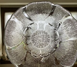 Set Of 6 Arcoroc France Fleur Flower Embossed Clear Glass 8” Inches Salad Plates