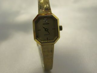Vintage Ladies Gruen Quartz Gold Tone Dress Watch 3