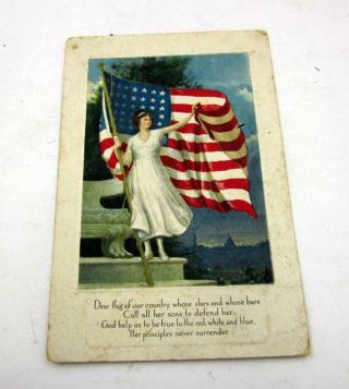 Vintage Dear Flag Of Our Country Liberty Patriotic Postcard