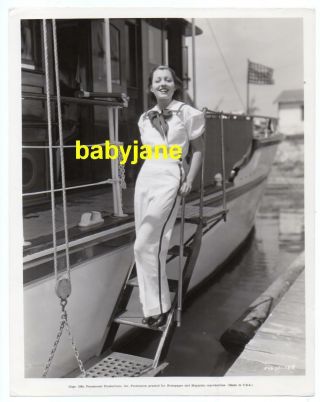 Frances Drake Vintage 8x10 Photo 1934 Sailor Fashion Publicity Posing By Yacht