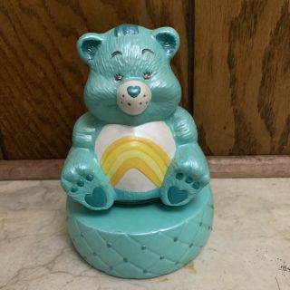 Vintage 1984 Care Bears Wish Bear Ceramic Music Box Somewhere Over The Rainbow
