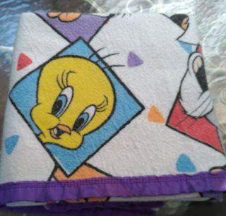 Vintage Looney Tunes Toddler Blanket 1992 USA 41 