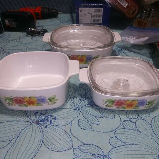 Corning Ware Summer Blush Casserole /serving Dishes Set Of 3.  Size 2,  1.  5,  And 1