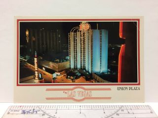 Postcard Nv Nevada - Las Vegas - Union Plaza Hotel At Night 1985 Vintage