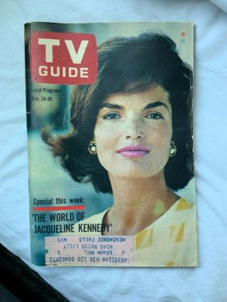 Tv Guide November 24,  1962 - Jackie Kennedy - Wisconsin Edition