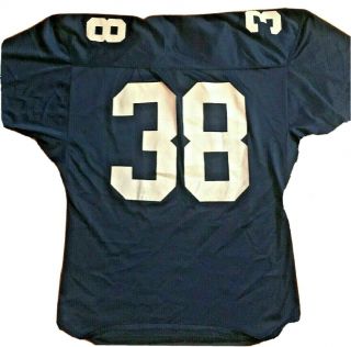 Vtg Spanjian Made In Usa Football Jersey Size 44 Large 38 Navy Blue