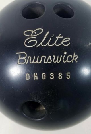 Vintage Brunswick Elite Bowling Ball Drilled 15 lbs.  8 oz.  Black 2
