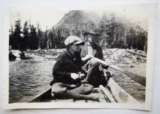 Vintage Photo: Fishing With Dad In Canoe On Jasper Lake In The Mid 1920s Fo.  222