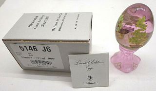 Fenton Egg On Stand 5146 J6 Pink W/ Trees Signed L/e 1702/3000