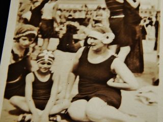Vintage Photograph,  Family Of Girls On Beach In Bathing Suits,  1920 