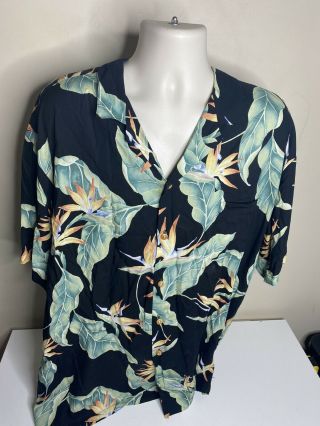 Vintage Paradise Found Short Sleeve Hawaiian Shirt Men’s Size 2xl Xxl Black