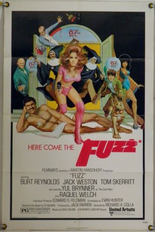 Fuzz Ff Orig 1sh Movie Poster Burt Reynolds Raquel Welch Ed Mcbain (1972)