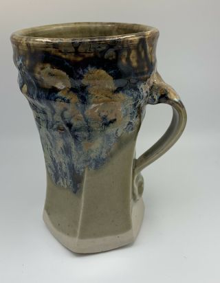 Vintage Phil Mayhew Beersheba Studio Pottery Large Swirl Mug,  Signed,  Drip Glaze