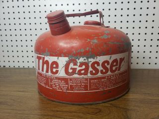 Eagle The Gasser Gas Can 2.  5 Gallon Model M Galvanized Steel Red Vintage