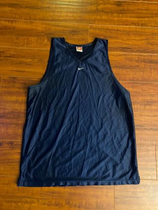 Vintage Nike Swoosh Blue Tank Top Sleeveless Shirt - Made In Usa Mens Size Large