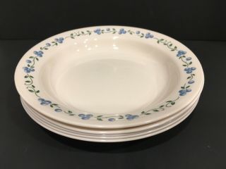 Corelle Blueberry Bouquet Flat Rimmed Soup Bowls 5 - Hard To Find