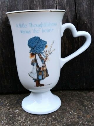 Vintage Holly Hobbie Pedestal Coffee Cup A Little Thoughtfulness Warms The Heart