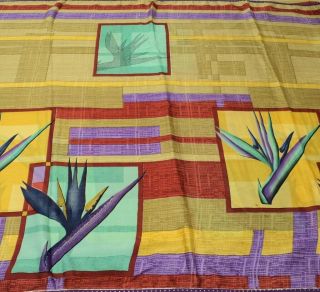 Vintage Saree Indian Art Silk Printed Multi Color Sari 5 Yard Craft Decor Fabric